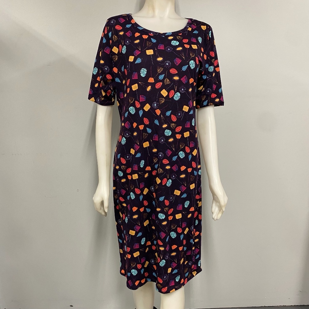 LuLaRoe "Julia: Purple Leaves & Flowers Shirt Dress 2X